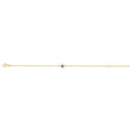 Bracelet souple mono-motif en Plaqué Or avec oxyde de zirconium bleu saphir