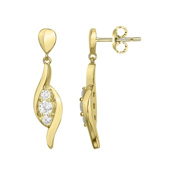Boucles d'oreilles pendantes en Plaqué Or avec oxyde de zirconium blanc