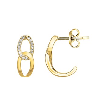 Demi-créoles en Plaqué Or avec oxyde de zirconium blanc