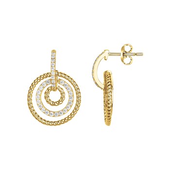 Vergulde oorhangers met wit zirkoniumoxide