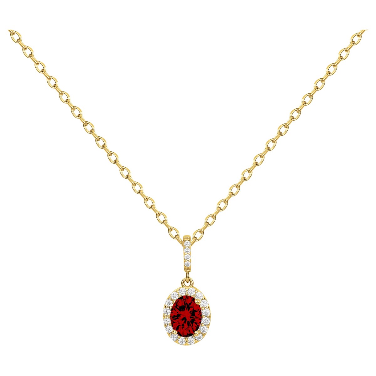 Collier mono-motif en Plaqué Or avec spinelle rouge rubis