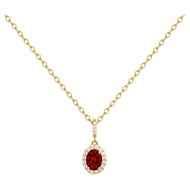 Collier mono-motif en Plaqué Or avec oxyde de zirconium rouge rubis