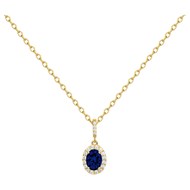 Collier mono-motif en Plaqué Or avec oxyde de zirconium bleu saphir