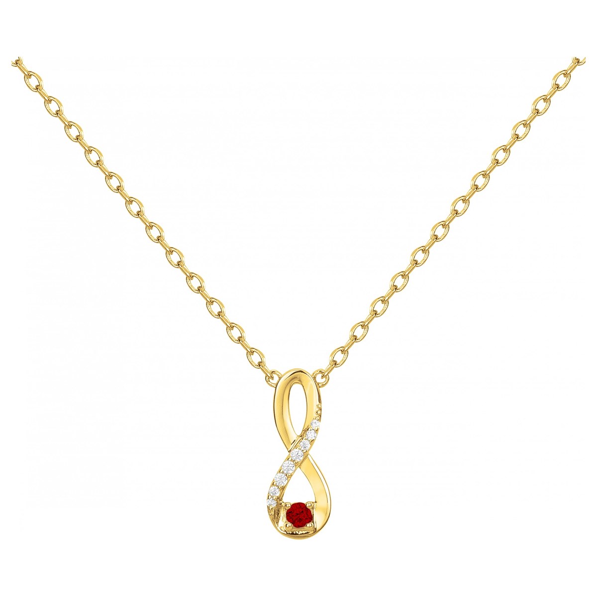 Collier mono-motif en Plaqué Or avec spinelle rouge rubis