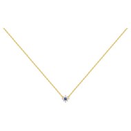 Collier mono-motif en Plaqué Or avec oxyde de zirconium bleu saphir