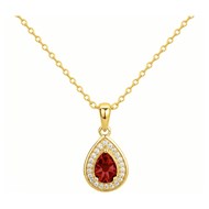 Collier mono-motif en Plaqué Or avec oxyde de zirconium rouge rubis