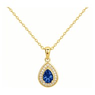 Collier mono-motif en Plaqué Or avec oxyde de zirconium bleu saphir