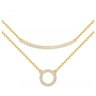 Collier multi-chaînes en Plaqué Or avec oxyde de zirconium blanc