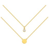 Collier multi-chaînes en Plaqué Or avec oxyde de zirconium blanc