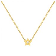Collier mono-motif en Plaqué Or avec oxyde de zirconium blanc
