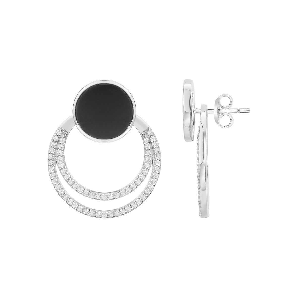 Boucles d'oreilles pendantes Sariah en Argent avec oxyde de zirconium blanc