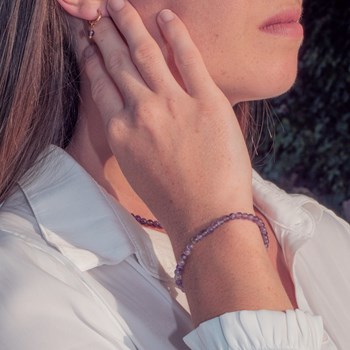 Boucles d'oreilles créoles Serena en pierres Améthyste