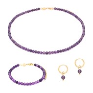 Collier, bracelet et boucles d'oreilles Serena en pierres Améthyste