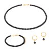 Collier, bracelet et boucles d'oreilles Serena en pierres Obsidienne - vue V1