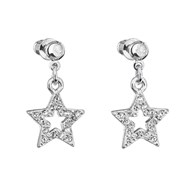 Boucles d'oreilles étoile ornées de cristaux blancs en plaqué or blanc et rhodié
