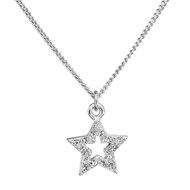 Collier pendentif étoile ornée de cristaux blancs en plaqué or blanc et rhodié