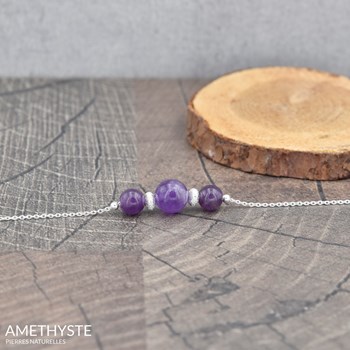 925 zilveren choker ketting met natuurlijke amethist stenen