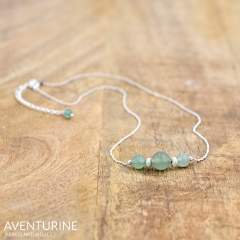 925 zilveren choker halsketting met natuurlijke Aventurijn stenen