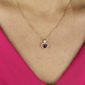 Collier 2 pendentifs 3 styles coeur oxyde de zirconium rose Plaqué OR 750 3 microns