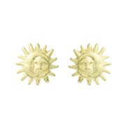 Boucles d'oreilles soleil et lune unis Plaqué OR 750 3 microns