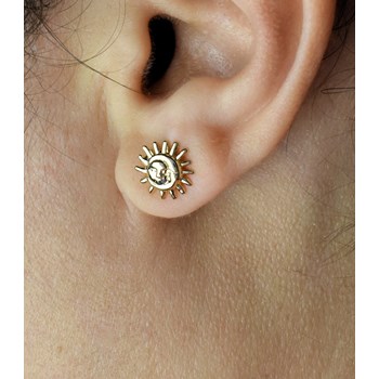 Effen zon en maan oorbellen 750 verguld 3 micron