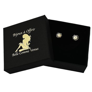 Effen zon en maan oorbellen 750 verguld 3 micron