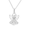 Collier ange protecteur coeur serti d'oxydes de zirconium Argent 925 Rhodié - vue V1