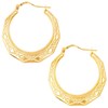 Boucles d'Oreilles Créoles Or Jaune - Motif Grec - Femme - vue V1