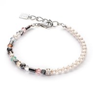 Bracelet Coeur de Lion Princess perles asymétriques aqua-rose