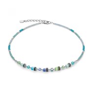 Collier Coeur de Lion Cube Story Sparkling bleu-vert