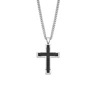 Collier homme Lotus pendentif croix en acier