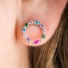 Boucles d'oreilles puces Lotus Silver multicolores - vue V2