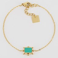 Bracelet Zag réglable acier doré et motif turquoise