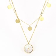 Collier Zag Bijoux Acier doré nacre