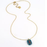Collier Zag Bijoux acier doré apatite bleu