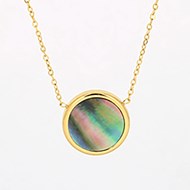 Collier Zag Bijoux gris nacre Acier doré