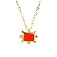 Collier Zag acier doré pampille corail