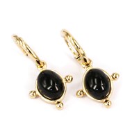 Boucles d'oreilles Zag Bijoux acier doré noir onyx