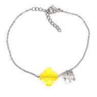 Bracelet Zag Bijoux acier trèfle jaune fluo