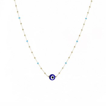 Collier Zag acier doré oeil protecteur bleu collection Bodrum