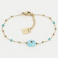 Bracelet Zag acier doré oeil protecteur turquoise collection Bodrum