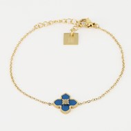 Bracelet  Zag Bijoux Toscana fleur bleue acier doré