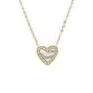 Collier Zag Bijoux acier doré nacre zirconium