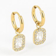 Boucles d'oreilles Zag Bijoux acier doré blanc zirconium