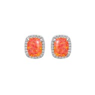 Boucles d'oreilles Carrées Argent - Opale orange