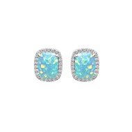 Boucles d'oreilles Carrées Argent - Opale turquoise