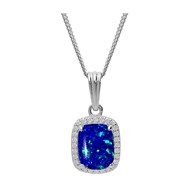 Collier Argent - Opale bleu foncé