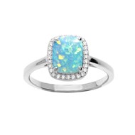 Bague Argent carrée - Opale turquoise