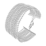 Bracelet Argent Manchette Large Chaines Petites Boules