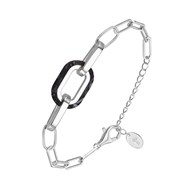 Bracelet En Argent Rectangle Et Acétate Noire Muriel